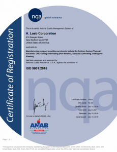 H. Loeb Corporation ISO Certificate